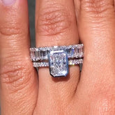 Precious Radiant Cut Sterling Silver Wedding Sets