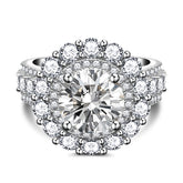 Elevated Hollow Round Cut Sterling Silver Wedding Rings