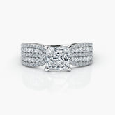 Dense Diamond Princess Cut Sterling Silver Engagement Rings