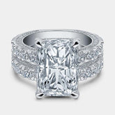 Brilliant Radiant Cut Sterling Silver Wedding Sets