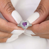 Halo Sterling Silver Heart Cut Engagement Rings