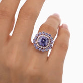 Purple Diamond Radiant Cut Rose Gold Engagement Rings