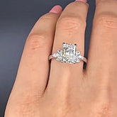 Personalization Radiant Cut Sterling Silver Engagement Rings