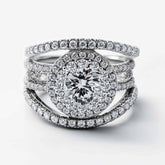 Handmade Round Cut Sterling Silver Wedding Sets