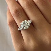 Three Stones Round Cut Sterling Silver Engagement Rings