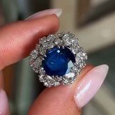 Sapphire Oval Cut Sterling Silver Vintage Engagement Rings