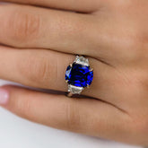 Sapphire Cushion Cut Sterling Silver Engagement Rings