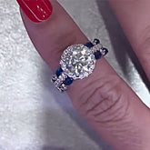 Sapphire Round Cut Sterling Silver Wedding Sets