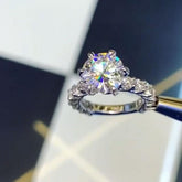 Silver Six Claws Round Cut Sterling Silver Wedding Rings