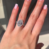Halo Oval Cut Sterling Silver Engagement Rings