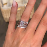 Cross Cushion Cut Sterling Silver Wedding Sets