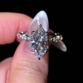 Simplicity Marquise Cut Sterling Silver Engagement Rings