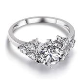 Simple Round Cut Sterling Silver Wedding Rings