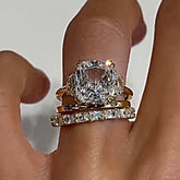 Simplicity Cushion Cut Yellow Gold Wedding Sets