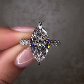 Simplicity Marquise Cut Sterling Silver Wedding Rings