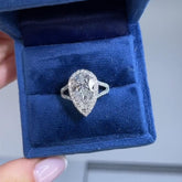 Simplicity Pear Cut Halo Sterling Silver Wedding Rings