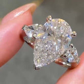 Three Stones Pear Cut Silver Engagement Rings