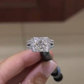 Split Princess Cut Sterling Silver Engagement Rings