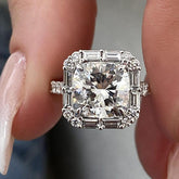Unique Cushion Cut Sterling Silver Engagement Rings