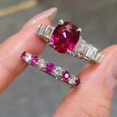 Colored Diamonds Oval Cut Sterling Silver Stackable Rings