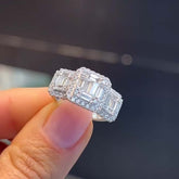 Three Stone Sterling Silver Wedding Bands