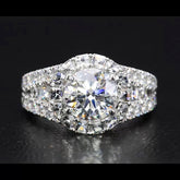 Halo Round Cut Sterling Silver Engagement Rings