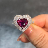 Double Halo Sterling Silver Heart Cut Engagement Rings