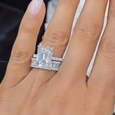 Women's Diamond Asscher Cut Sterling Silver Wedding Sets