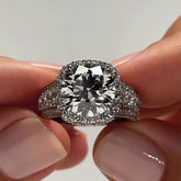 Halo Round Cut Sterling Silver Engagement Rings