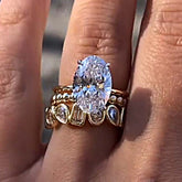 Unique Oval Cut Yellow Gold Stackable Rings