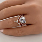 Ring Interweaving Heart Cut Rose Gold Bridal Ring Sets