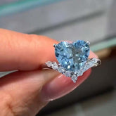 Blue Diamond Sterling Silver Heart Cut Engagement Rings