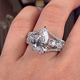 Unique Pear Cut Sterling Silver Engagement Rings