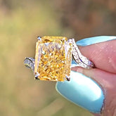 Yellow Radiant Cut Diamond Sterling Silver Engagement Rings