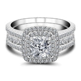 Gorgeous Cushion Cut Sterling Silver Wedding Sets