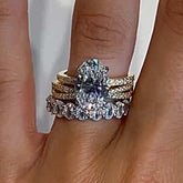 Vintage Oval Cut Sterling Silver Wedding Sets