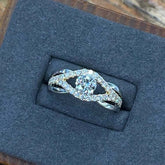 Two-Color Round Cut Sterling Silver Wedding Rings