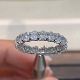 Simple Oval Cut Sterling Silver Wedding Bands