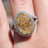 Yellow Diamond Oval Cut Sterling Silver Vintage Engagement Rings