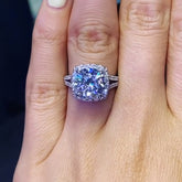 Fork Round Cut Sterling Silver Engagement Rings