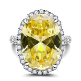 Yellow Diamond Oval Cut Sterling Silver Wedding Rings