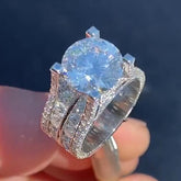 Luxurious Round Cut Sterling Silver Engagement Rings