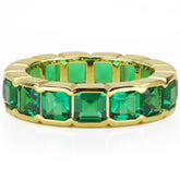 Retro Radiant Cut Emerald Wedding Bands