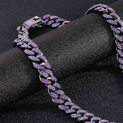 Purple Miami Cuban Chain 13mm Exclusive Fully Iced Out Necklace