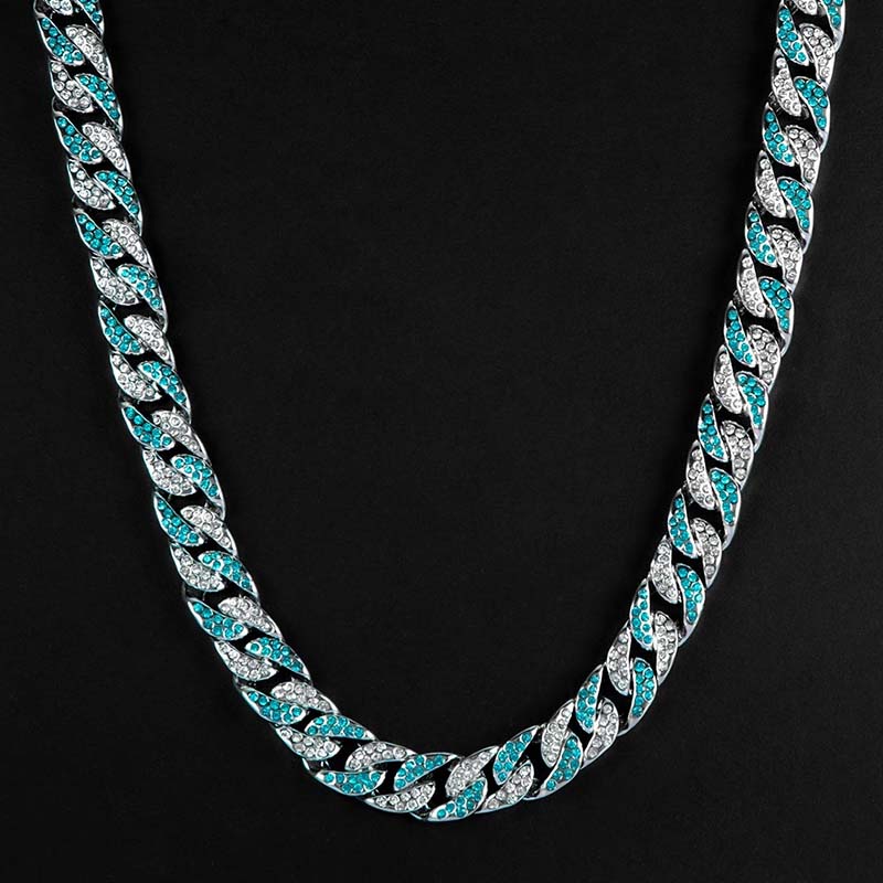 13mm Two-Tone Blue & White Iced Links