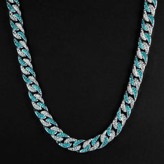 13mm Two-Tone Blue & White Iced Links