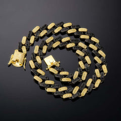 15mm Cuban Black Yellow Diamond Iced Out Link