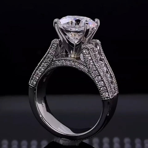 4CT Cushion Cut 925 Silver Engagement Ring