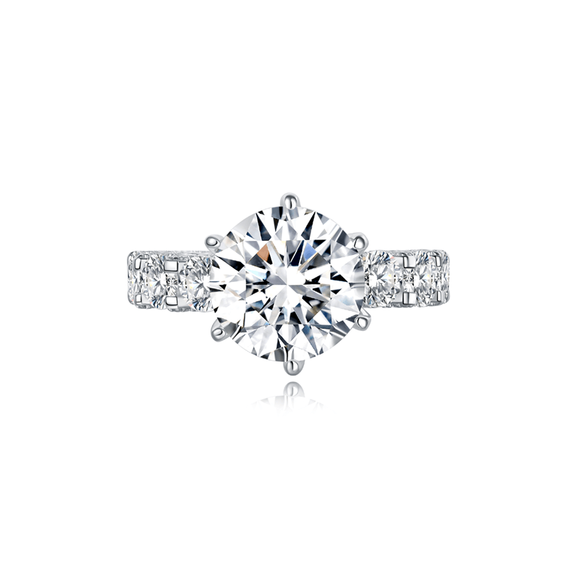 Luxury Diamond Filled Round Cut Sterling Silver Engagement Rings