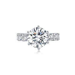 Luxury Diamond Filled Round Cut Sterling Silver Engagement Rings